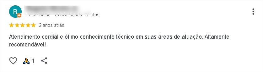 Avaliação de cliente 4 no Google