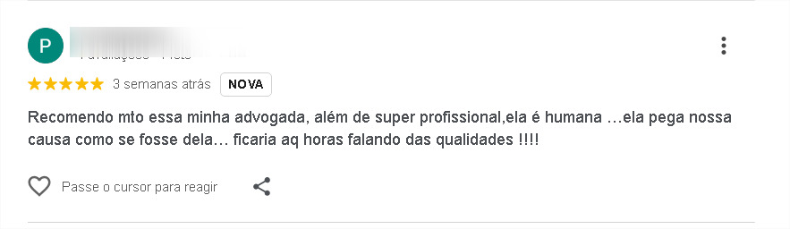 Avaliação de cliente 8 no Google