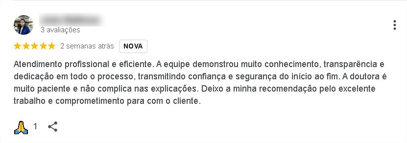 Avaliação de cliente 5 no Google