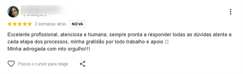 Avaliação de cliente 6 no Google